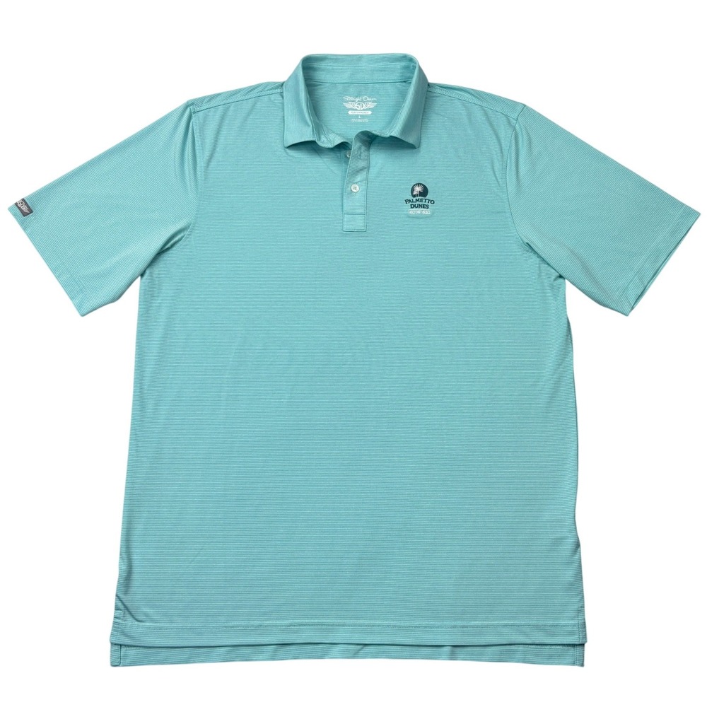 Straight Down Performance Polo Shirt Mens Large Teal Palmetto Dunes Hilton Head